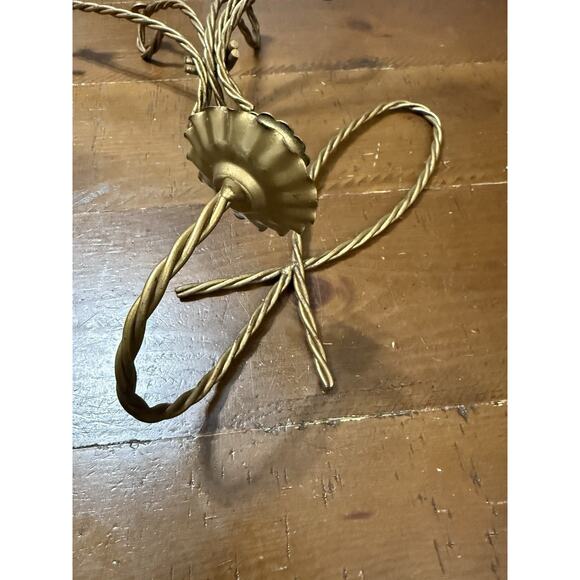 Homco Home Interiors Gold Twisted Metal Rope 2 Candle Wall Sconce & Shelves Vtg - Picture 13 of 16